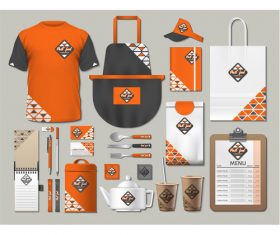 Different color coffee shop identity design vector