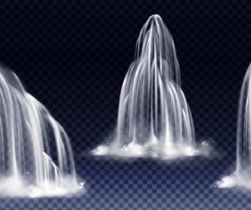 Different forms of waterfalls background vector