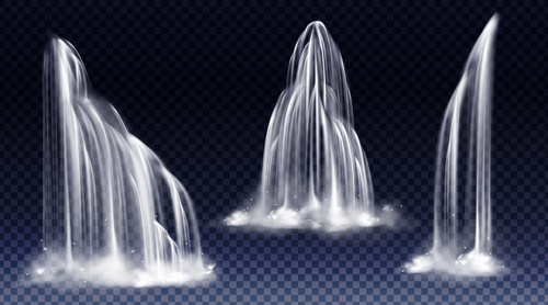 Different forms of waterfalls background vector