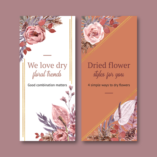 Dried floral banner vector