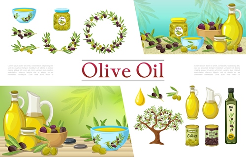 Edible olive oil product vector