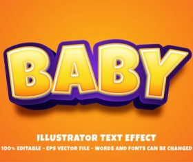 Editable Baby font effect text vector