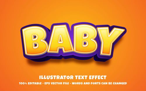 Editable Baby font effect text vector