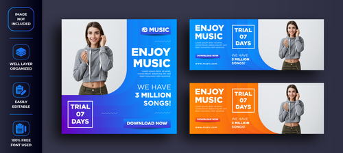 Enjoy music social networks media design vector