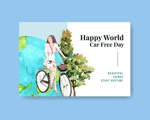 Facebook Template with World Car Free Day Concept Design vector