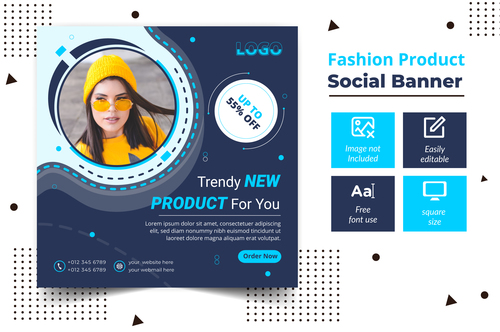 Fashion product social banner vector