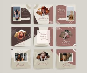 Fashion social media puzzle template vector