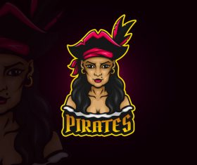 Female pirates emblem gaming vector