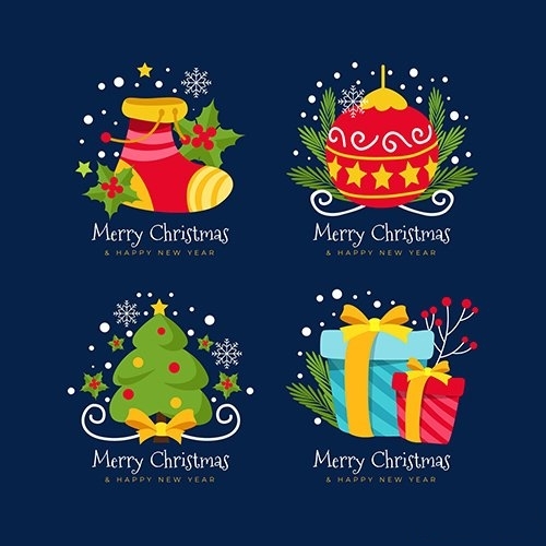 Flat Design Christmas Badge Collection vector
