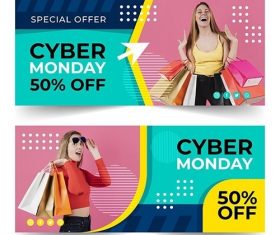Flat Design Cyber Monday Banners vector