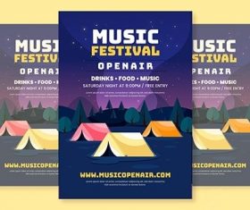 Flat Design Open Air Music Festival Poster Template vector
