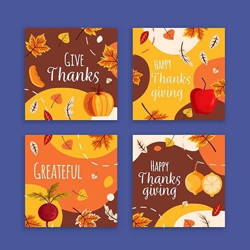 Flat Design Thanksgiving Instagram Post Collection vector