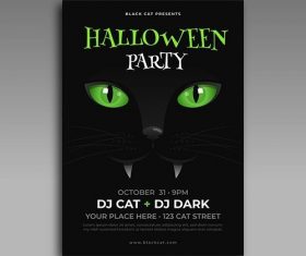 Flat design halloween party poster template vector