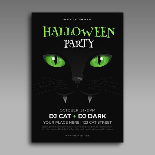 Flat design halloween party poster template vector