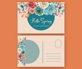 Floral charming postcard cover vector