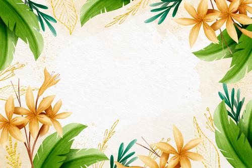 Flower and green leaf background vector free download