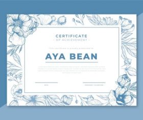Flower frame certificate template vector
