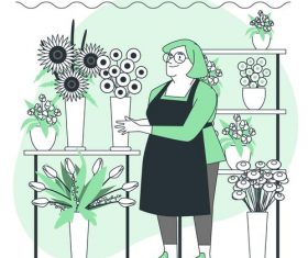Flower shop cartoon background vector