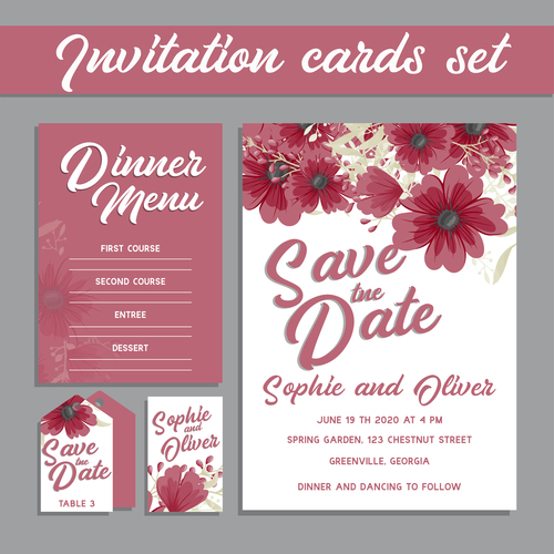 Flowers background invitation card vector