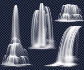 Four sets of waterfalls background vector