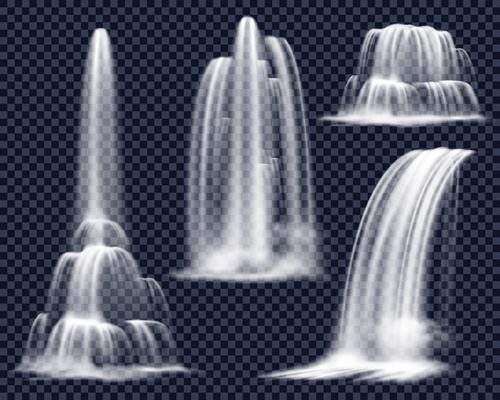 Four sets of waterfalls background vector