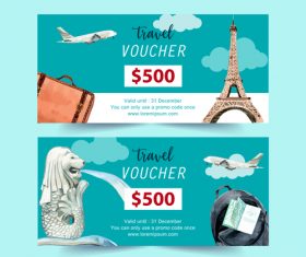 French travel voucher banner vector