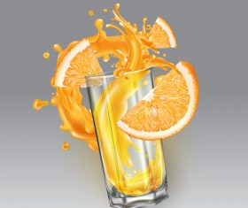 Fresh orange juice realistic illustration vector