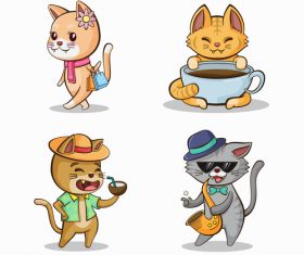 Funny cat cartoon drawn design vector