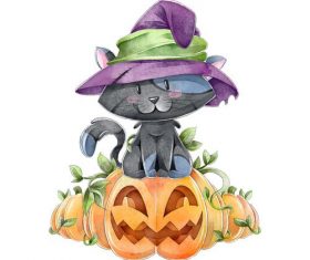 Funny halloween watercolor illustration vector