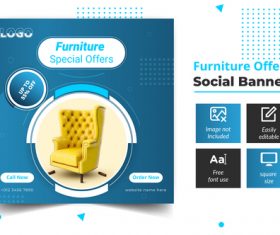 Furniture offers social banner vector
