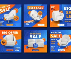 Furniture sales and instagram posts vector
