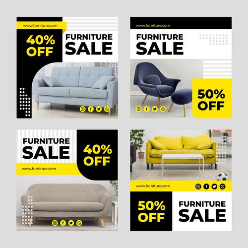 Furniture sales banner design vector