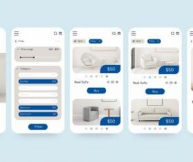Furniture shopping app pack vector