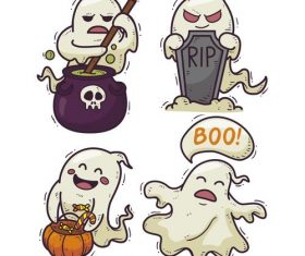 Ghost drawn illustrations vector