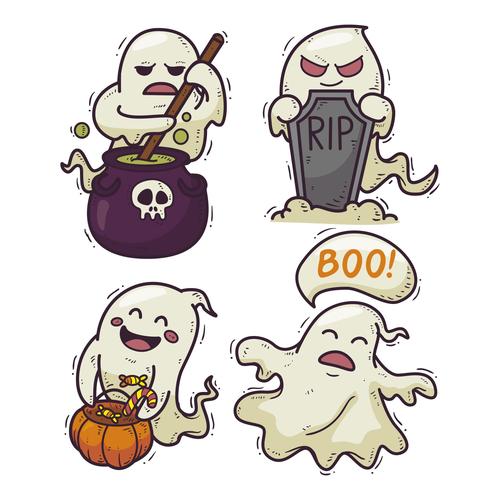 Ghost drawn illustrations vector