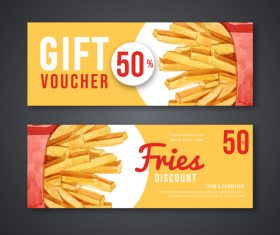 Gift voucher french fries banner vector