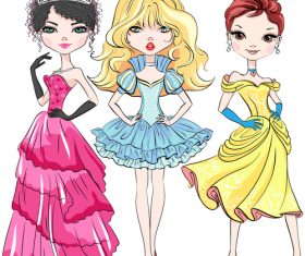 Girl fashion princess outfit vector