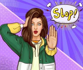 Girl refuses pop art vector