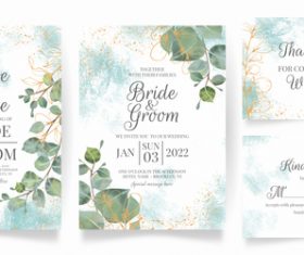 Gold foil embellishment floral frame wedding invitation vector