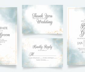 Gold foil frame wedding invitation card vector