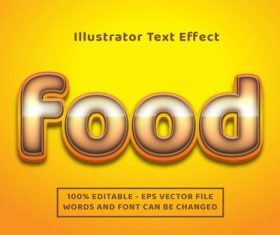 Golden background food editable font effect text vector
