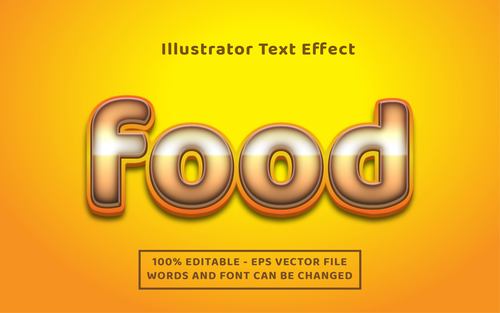 Golden background food editable font effect text vector