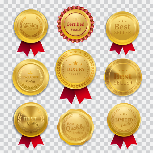 Golden best seller badges vector