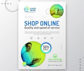 Gradient Online Shopping Flyer vector