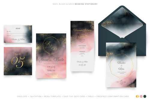 Gradient color background wedding invitation vector