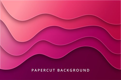 Gradient paper cut geometric shapes abstract background vector