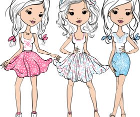 Gray-haired fashion girl manga vector