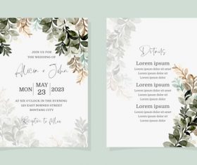 Green leaf watercolor wedding invitation banner vector