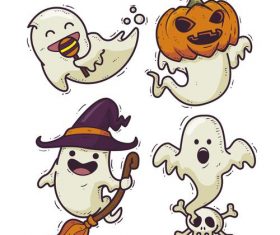 Halloween ghost drawn illustrations vector