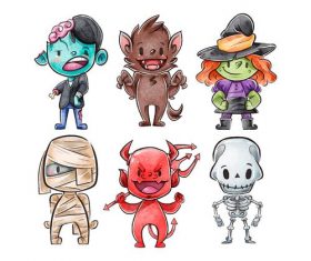 Halloween monster watercolor illustration vector